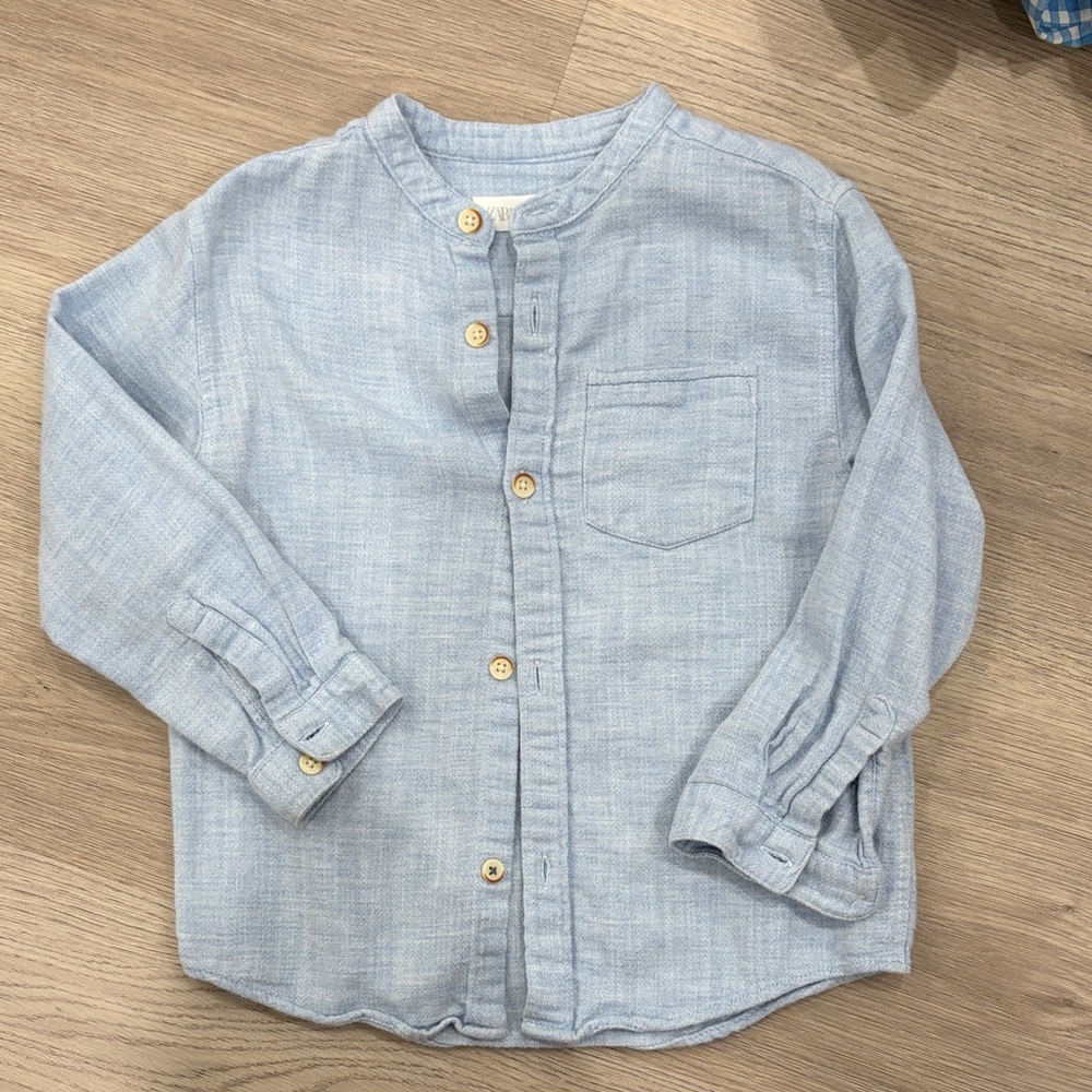 Zara Kids Light Blue Button-Down Shirt